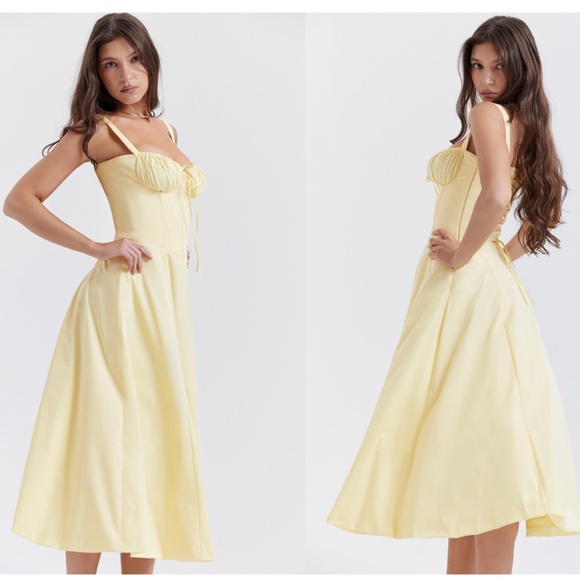 HOUSE OF CB 'Carmen' Buttercup Bustier Sundress yellow NWOT size XS - Picture 4 of 15